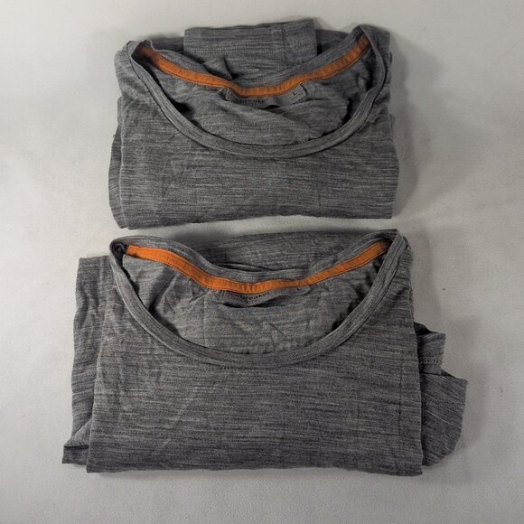 2 Set Icebreaker Cool-Lite Woman L Large Gray Shirt Short Long Sleeve Merin Wool - Picture 1 of 15